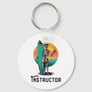 Surf Instructor Teacher Stoked Dude Funny Surfing Key Ring