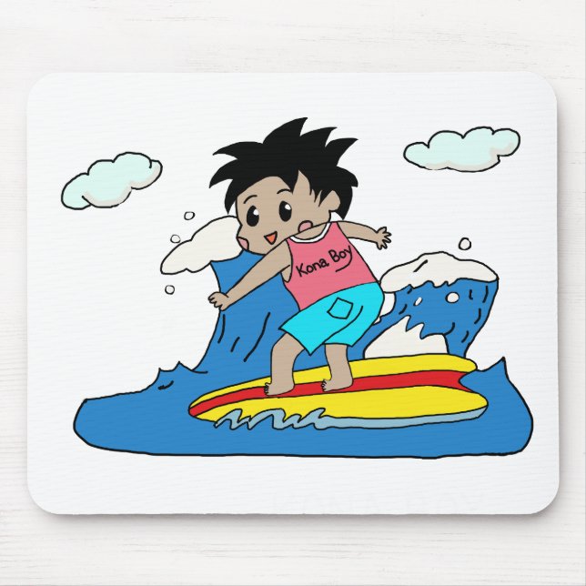 Surf Kona Boy Hitting Waves Mouse Pad (Front)