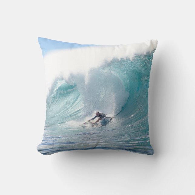 Surf Legend Rochelle Ballard Surfing Hawaiian Wave Cushion (Front)