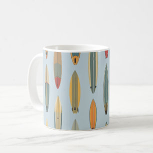 Surf Life   Retro Coastal Blue Surfboard Graphic Coffee Mug