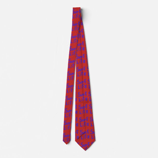 surf life spray-painted blue  on red tie (Back)
