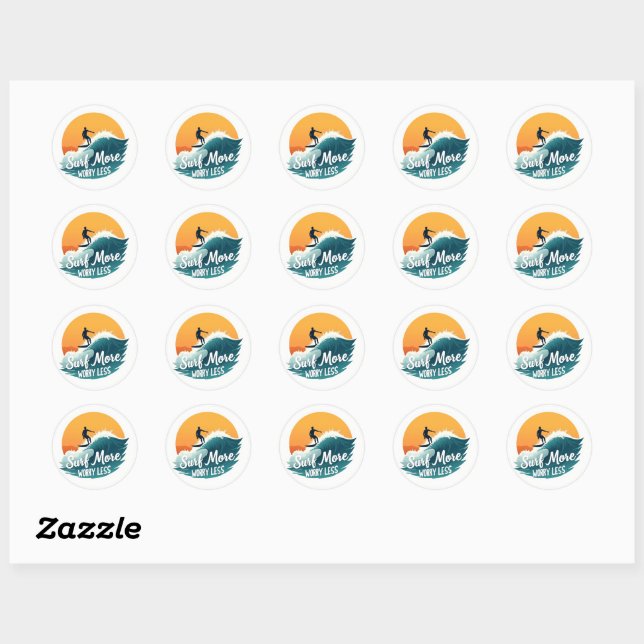 Surf More 🌊 Sunset Surf Motivation Sticker (Sheet)