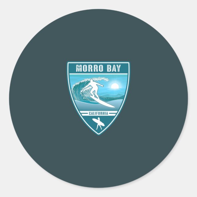 Surf Morro Bay California Classic Round Sticker (Front)