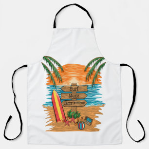 surf music happy summer apron