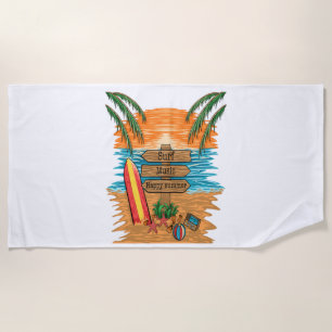 surf music happy summer beach towel