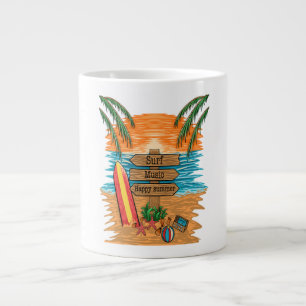 surf music happy summer large coffee mug