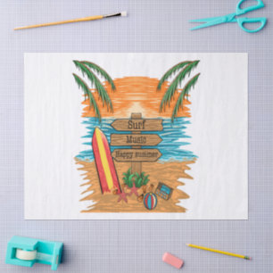 surf music happy summer tissue paper