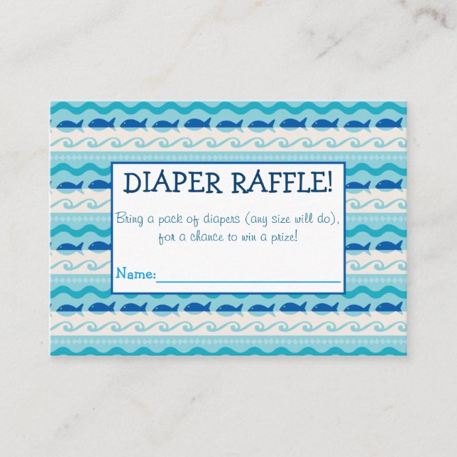 Surf 'N Fishies Diaper Raffle Tickets Enclosure Card (Front)