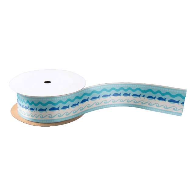 Surf 'N Fishies Nautical Baby Shower Satin Ribbon (Spool)
