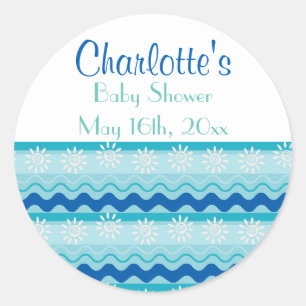 Surf 'N Sun Nautical Baby Shower Classic Round Sticker