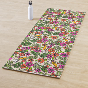 Surf Pareau Hawaiian Hibiscus Surfing - Fuchsia  Yoga Mat