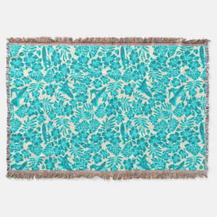 Surf Pareau Hawaiian Hibiscus Throw Blankets