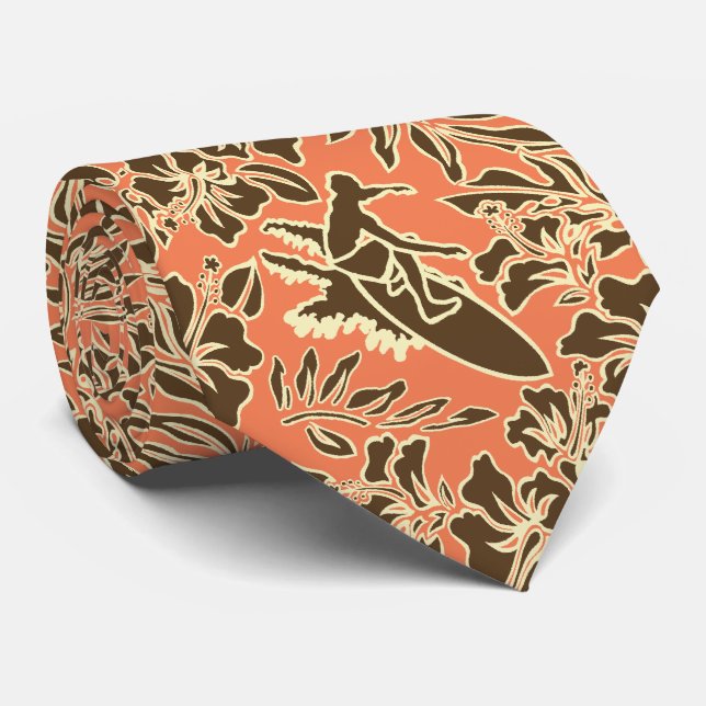 Surf Pareau Hawaiian Hibiscus Two-sided Printed Tie (Rolled)