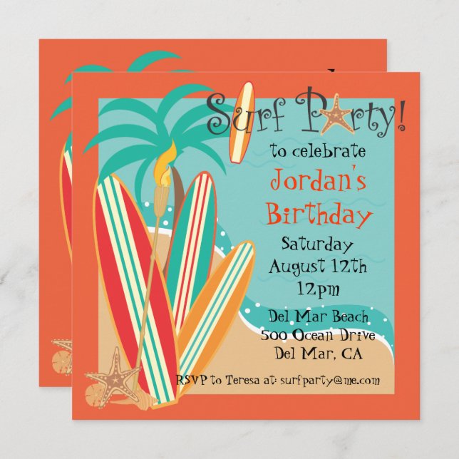 Surf Party Invitation (Front/Back)