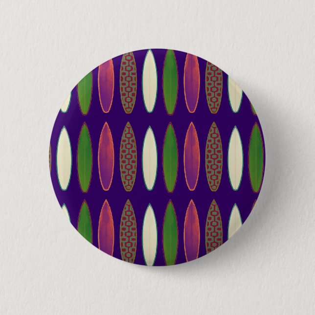 surf pattern / boards 6 cm round badge (Front)