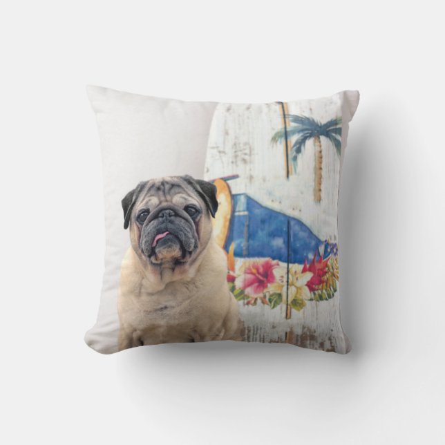 Surf Pug Cushion (Front)