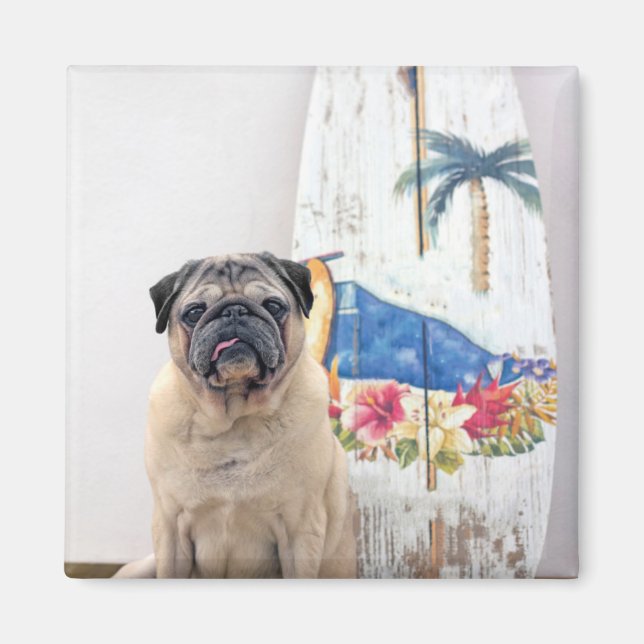 Surf Pug Magnet (Front)