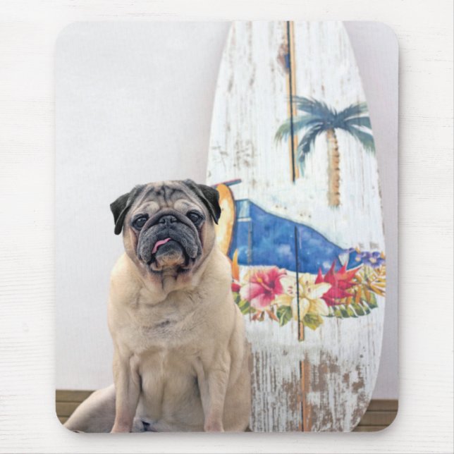 Surf Pug Mouse Pad (Front)