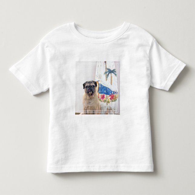 Surf Pug Toddler T-Shirt (Front)