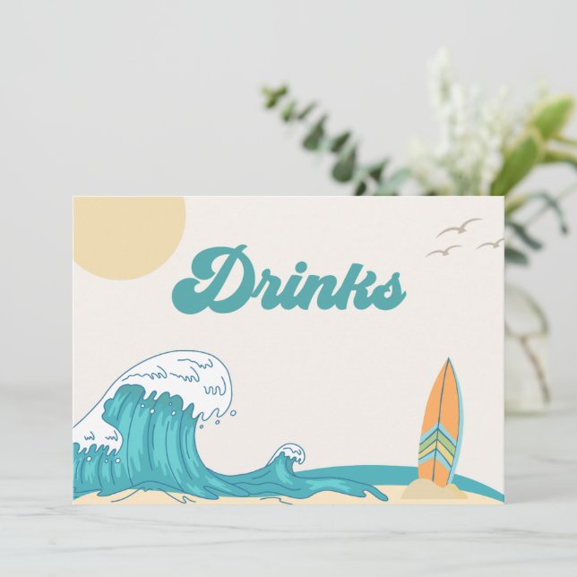 Surf Restroom Party Sign | Surf Card (Standing Front)