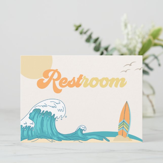 Surf Restroom Party Sign | Surf Card (Standing Front)