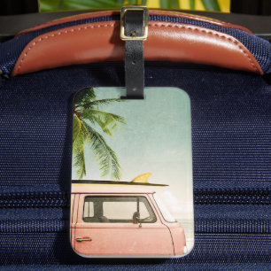 Surf Retro   Beach Luggage Tag