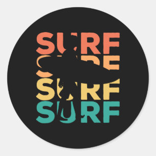 Surf - Retro Vintage Surfing - Surfer Classic Round Sticker