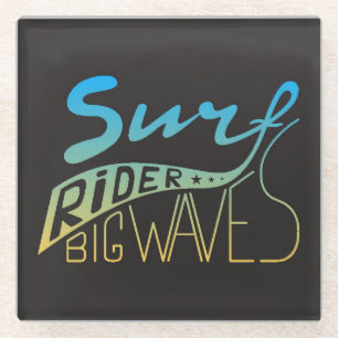 Surf Rider Big Waves Glass Coaster