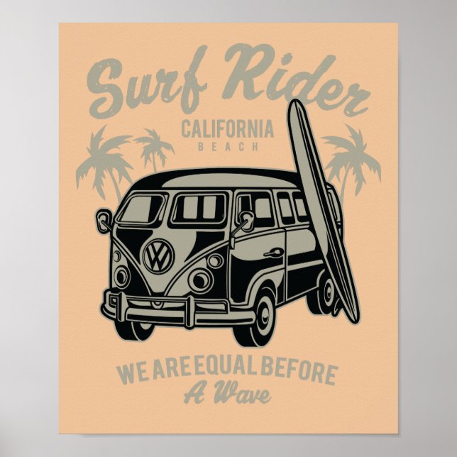 Surf Rider California Beach Poster (Front)