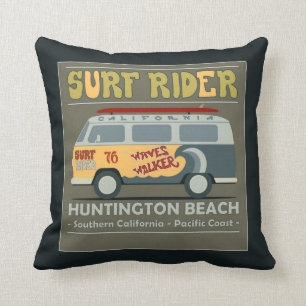 Surf Rider Huntington Beach Poster Cushion