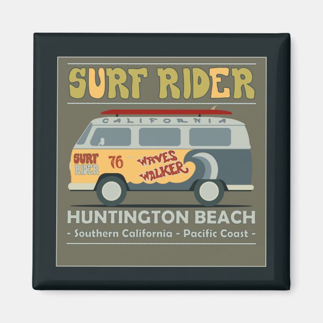 Surf Rider Huntington Beach Poster Magnet (Front)