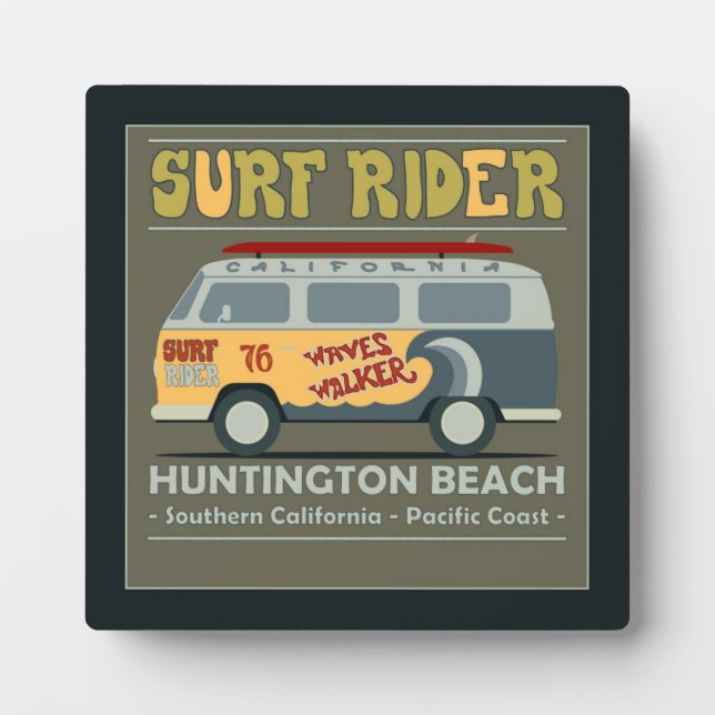 Surf Rider Huntington Beach Poster Plaque (Front)