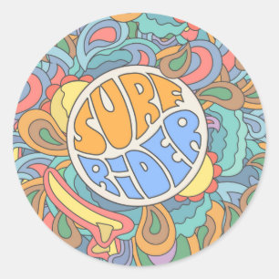 Surf Rider Pattern Classic Round Sticker