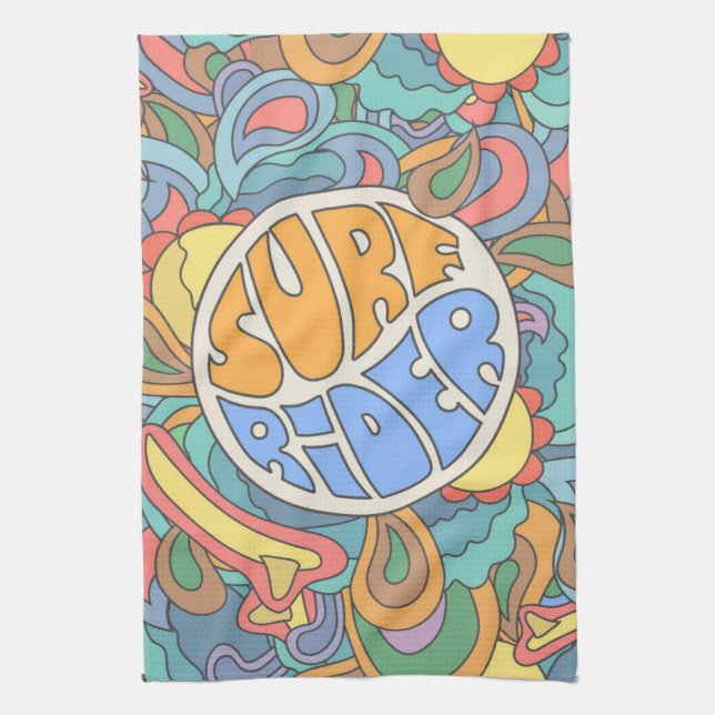 Surf Rider Pattern Tea Towel (Vertical)