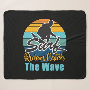 Surf Riders Catch the Waves Sherpa Blanket