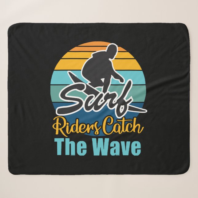 Surf Riders Catch the Waves Sherpa Blanket (Front (Horizontal))