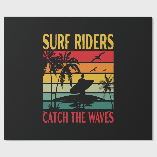 Surf Riders Catch the Waves Wrapping Paper (Flat)