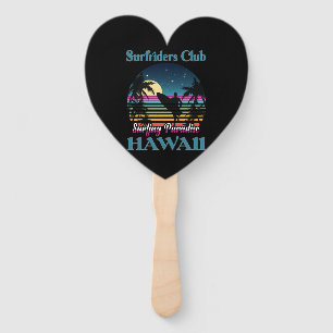 Surf riders Club, Surfing Paradise, Hawaii Hand Fan
