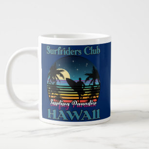 Surf riders Club, Surfing Paradise, Hawaii Large Coffee Mug