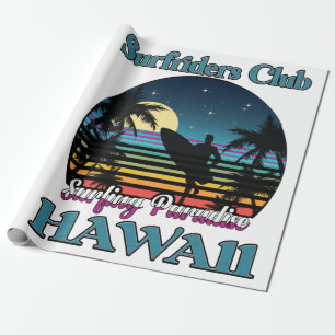 Surf riders Club, Surfing Paradise, Hawaii Wrapping Paper