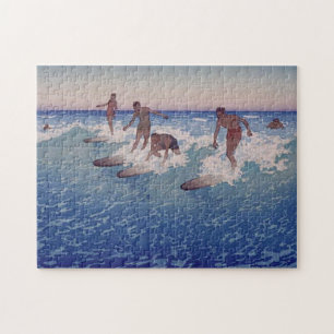 'Surf-Riders, Honolulu' - Charles W. Bartlett Jigsaw Puzzle