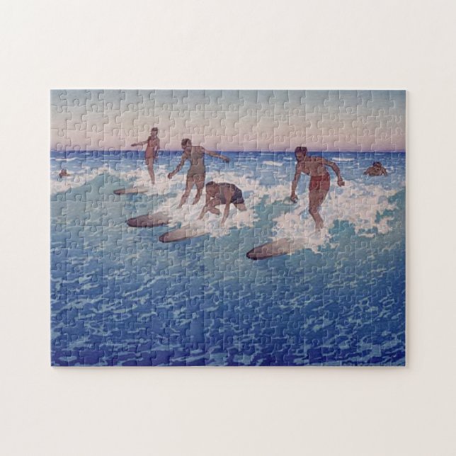 'Surf-Riders, Honolulu' - Charles W. Bartlett Jigsaw Puzzle (Horizontal)