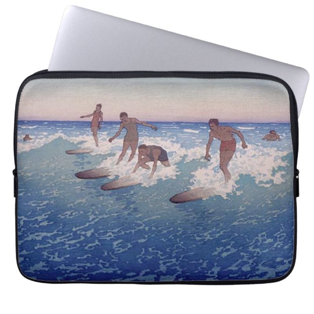 'Surf-Riders, Honolulu' - Charles W. Bartlett Laptop Sleeve (Front)