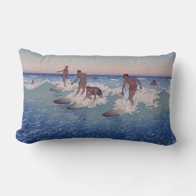 'Surf-Riders, Honolulu' - Charles W. Bartlett Lumbar Cushion (Front)