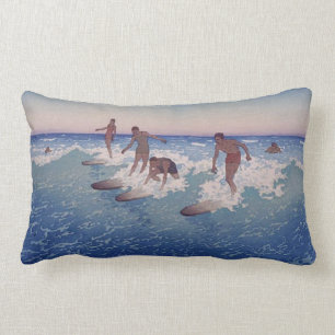 'Surf-Riders, Honolulu' - Charles W. Bartlett Lumbar Cushion