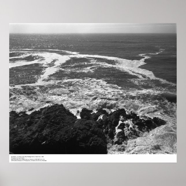 Surf, Rocks, and Foam Lines Near Bodega Station Poster (Front)