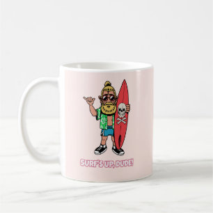 Surf’s Up Dude Bearded Cartoon Surfer Coffee Mug
