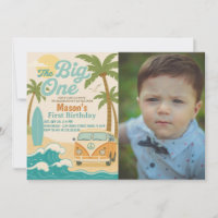 Surf’s Up! Editable The Big One Boy 1st Birthday