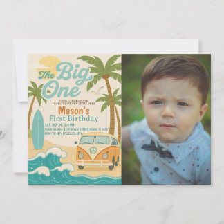 Surf’s Up! Editable The Big One Boy 1st Birthday Invitation