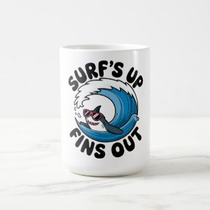 Surf’s Up, Fins Out - Cool Surfing Design  Coffee Mug
